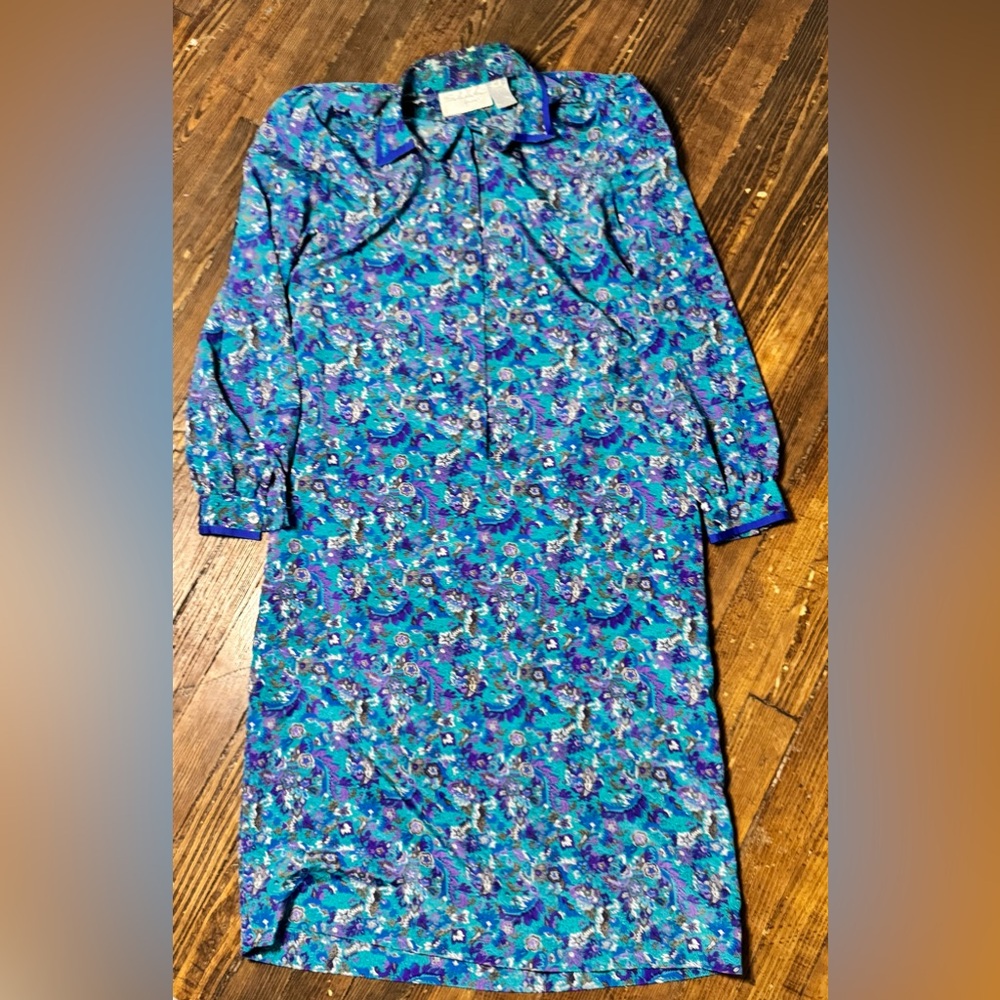 Vintage Schrader Sport Pocket Dress Women’s Size 12 Colorful Paisley Silky 80s